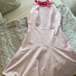 J. Crew Pink Seersucker Midi Dress 6